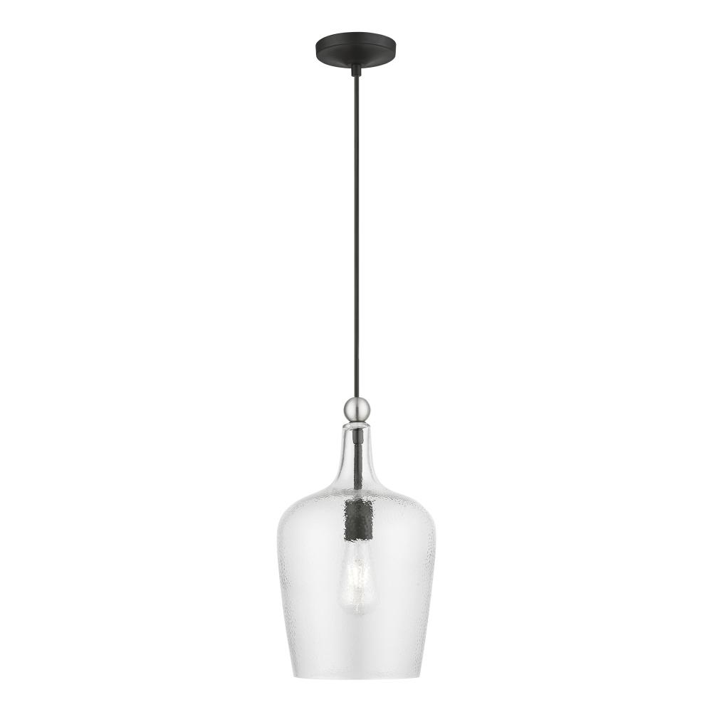 1 Light Black with Brushed Nickel Accent Single Pendant