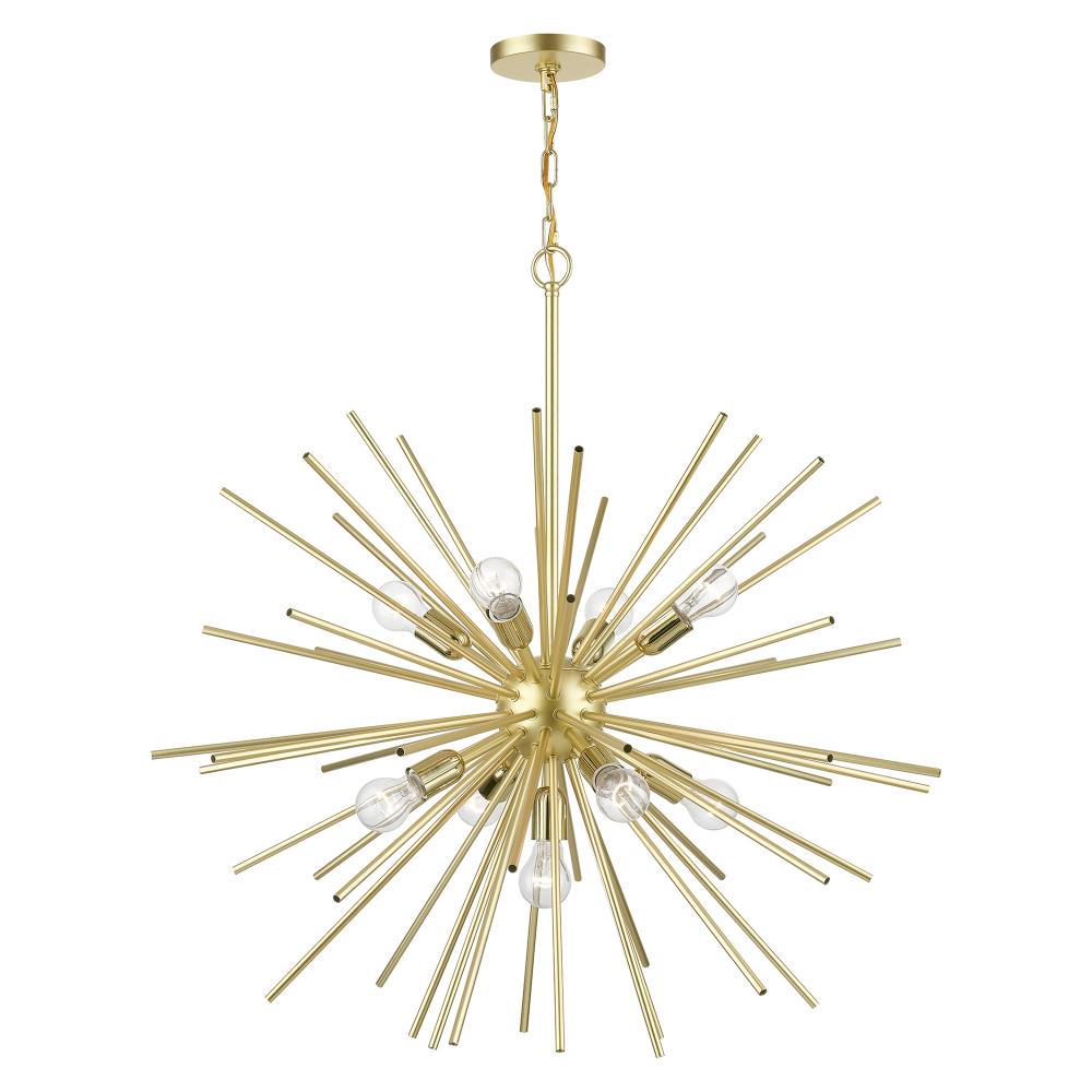 9 Light Soft Gold with Polished Brass Accents Foyer Pendant Chandelier