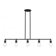 Livex Lighting 47165-04 - 5 Light Black with Brushed Nickel Accents Large Linear Chandelier
