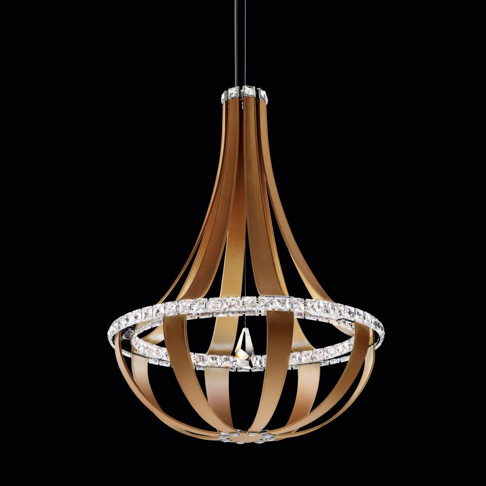 Crystal Empire LED 36in 120V Pendant in Chinook Leather with Clear Radiance Crystal