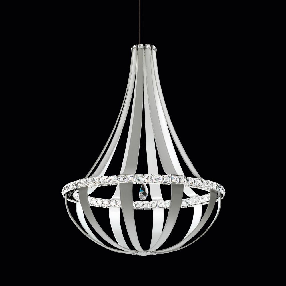 Crystal Empire LED 45in 120V Pendant in White Pass Leather with Clear Crystals from Swarovski