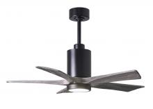Matthews Fan Company PA5-BK-BW-42 - Patricia-5 five-blade ceiling fan in Matte Black finish with 42” solid barn wood tone blades and