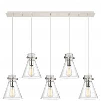 Innovations Lighting 125-410-1PS-PN-G411-8SDY - Newton Cone - 5 Light - 40 inch - Polished Nickel - Linear Pendant